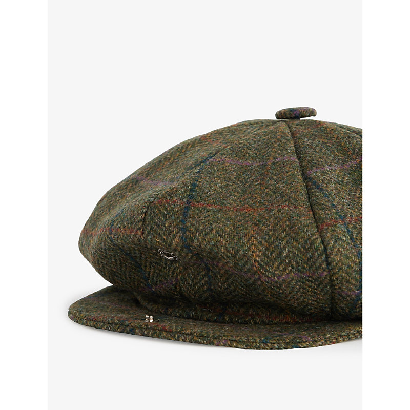 Shop Dents Mens Olive Meldon Round-crown Checked Wool Cap