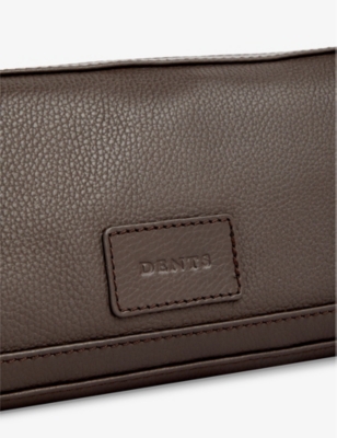 Shop Dents Brand-debossed Detachable-lining Grained-leather Wash Bag In Chocolate