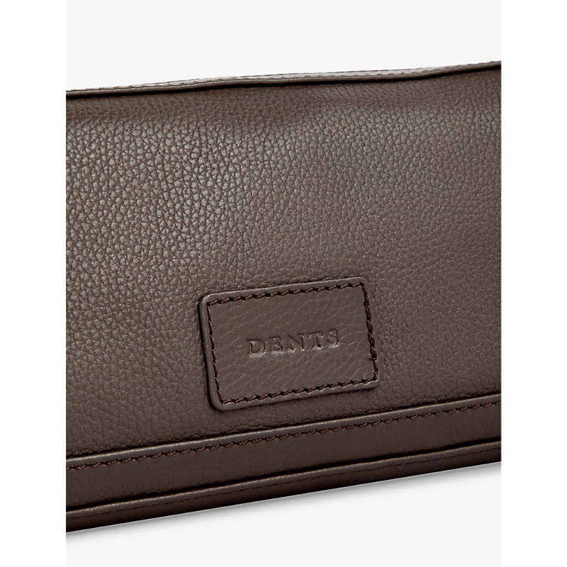 Shop Dents Brand-debossed Detachable-lining Grained-leather Wash Bag In Chocolate