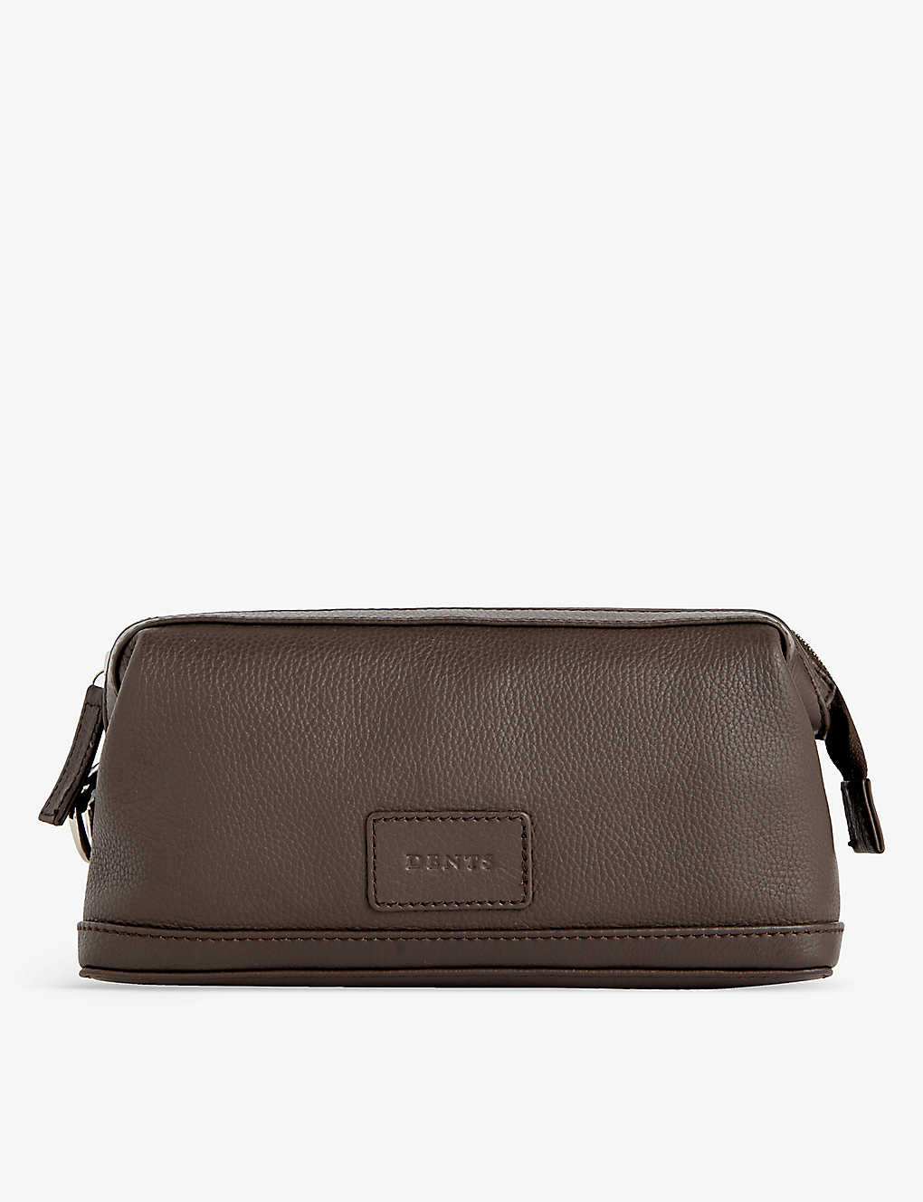Dents Mens Chocolate Brand-debossed Detachable-lining Grained-leather Wash Bag