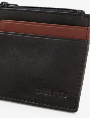 Shop Dents Black/dark Tan Logo-debossed Leather Card Holder
