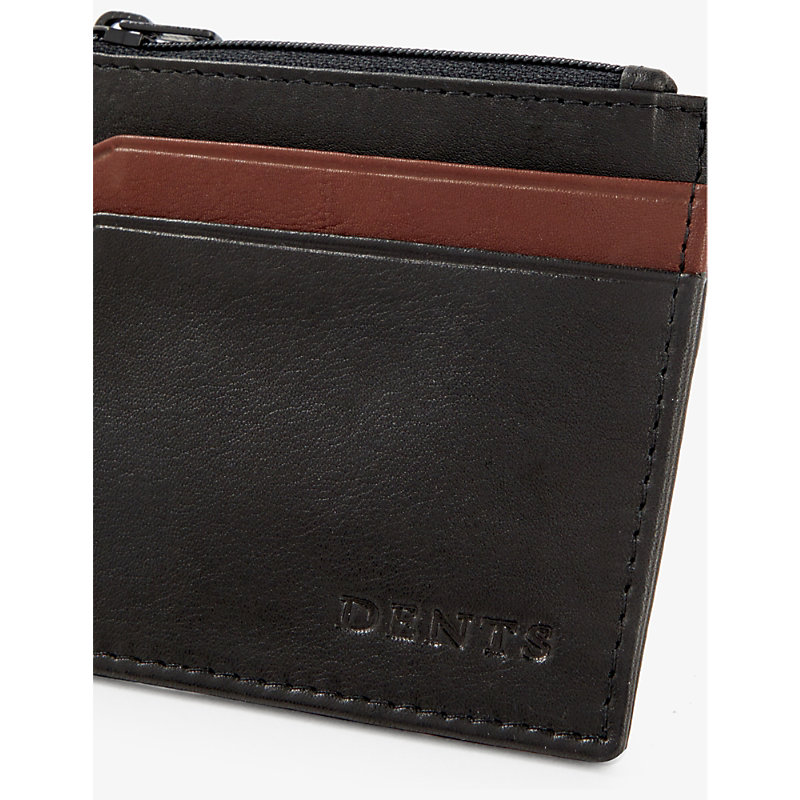 Shop Dents Black/dark Tan Logo-debossed Leather Card Holder