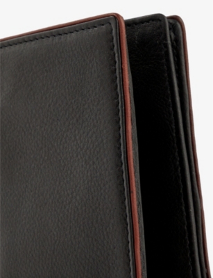 Shop Dents Black/dark Tan Brand-debossed Contrast-piped Grained-leather Card Holder