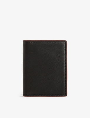 DENTS: Brand-debossed contrast-piped grained-leather card holder