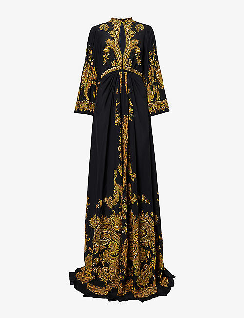 ETRO: Paisley-print cut-out silk maxi dress