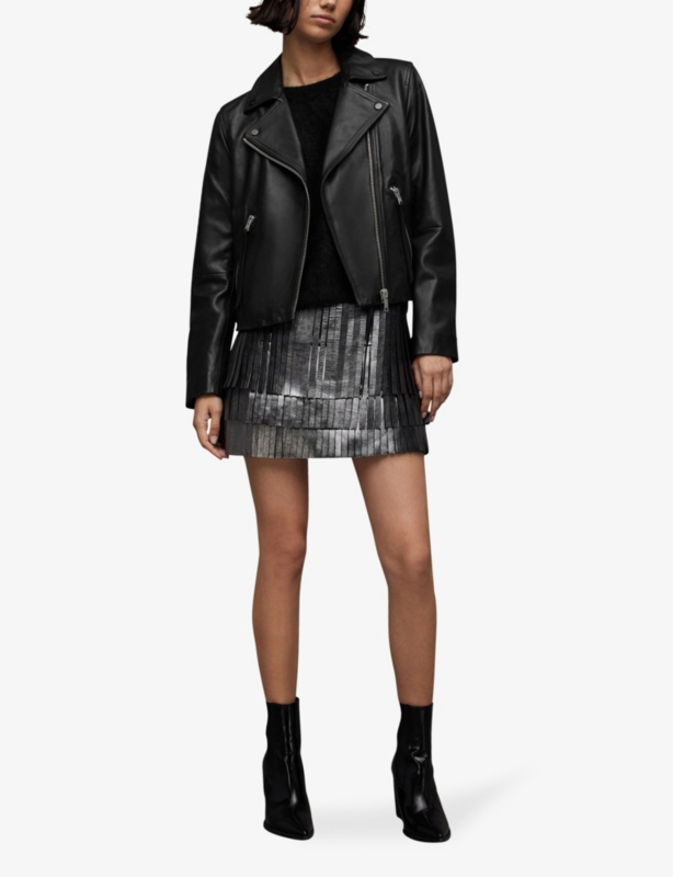 Dalby stud-embellished leather biker jacket