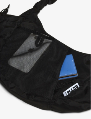 BABOON TO THE MOON: Crescent Brand-Patch Woven Cross-Body Bag