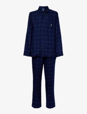 POLO RALPH LAUREN: Checked brand-embroidered cotton pyjama set