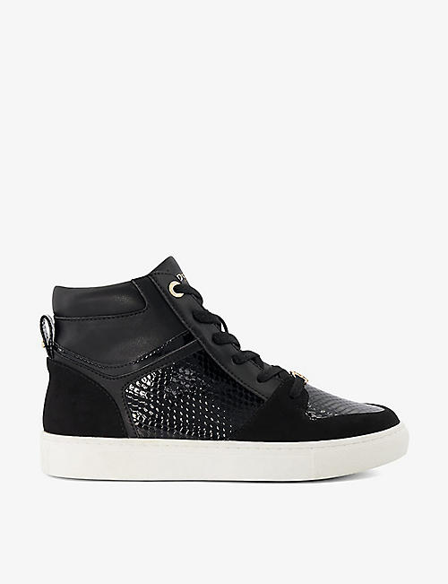 DUNE: Enterprised logo-plaque leather high-top trainers