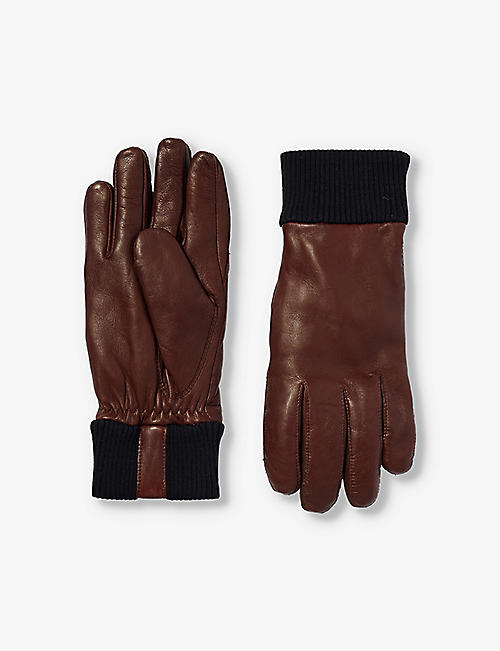 HESTRA: Fredrik rib-cuff leather gloves