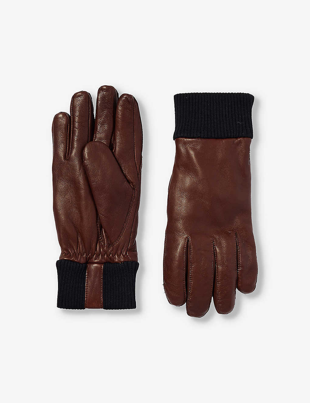 Hestra Mens Chestnut Fredrik Rib-cuff Leather Gloves In Brown