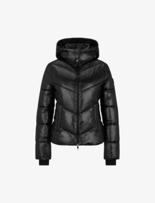 BOSS: Funnel-neck recycled-polyamide puffer jacket