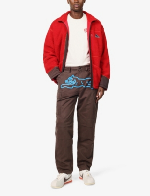 Shop Icecream Men's Brown Running Dog Brand-print Straight-leg Regular-fit Cotton Trousers