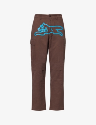 Icecream Mens Brown Running Dog Brand-print Straight-leg Regular-fit Cotton Trousers In Brown