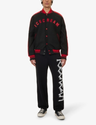 Shop Icecream Men's Black Ancient Logo-print Cotton-jersey Jogging Bottoms