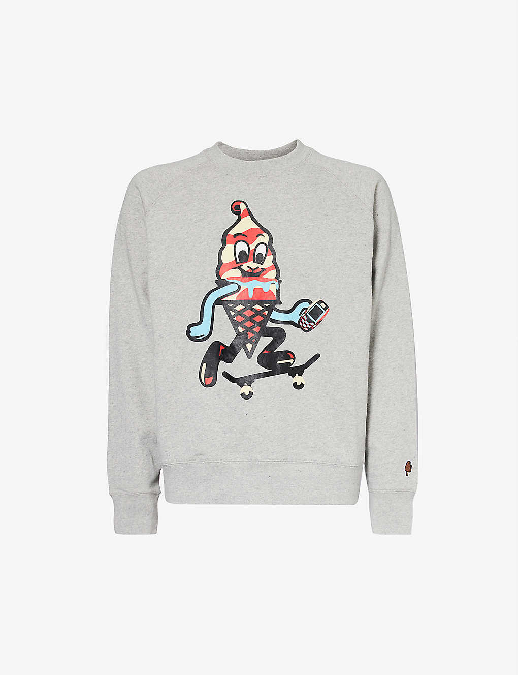Icecream Mens Heather Grey Skate Cone Graphic-print Cotton-jersey Sweatshirt