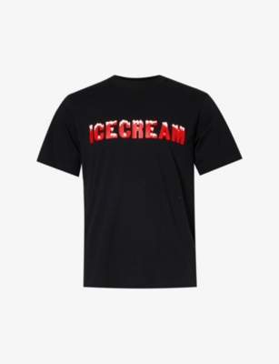 Icecream Mens Black Drippy Graphic-print Cotton-jersey T-shirt