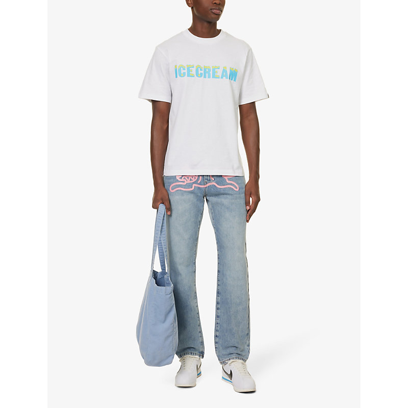 Shop Icecream Men's White Drippy Graphic-print Cotton-jersey T-shirt