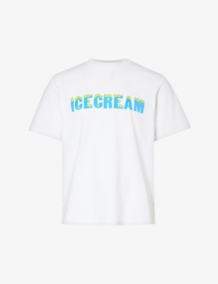 Shop Icecream Men's White Drippy Graphic-print Cotton-jersey T-shirt