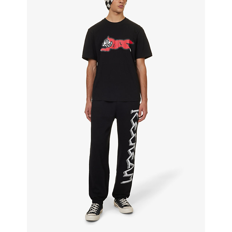 Shop Icecream Mens Black Running Dog Graphic-print Cotton-jersey T-shirt