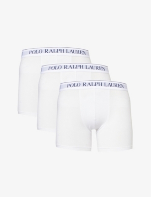 Polo Ralph Lauren Mens White Branded-waistband Pack Of Three Stretch-cotton Briefs