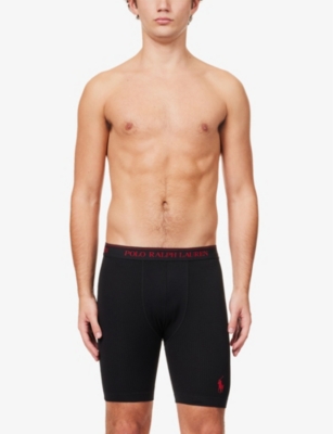 Shop Polo Ralph Lauren Men's Black Logo-waistband Seamless Stretch-woven Boxers