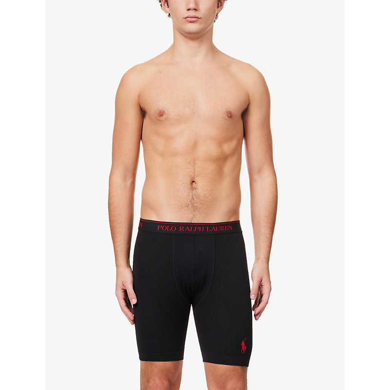 Shop Polo Ralph Lauren Mens Black Logo-waistband Seamless Stretch-woven Boxers