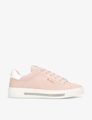 Carvela Womens Pale Pink Diamond Logo-badge Faux-leather Low-top Trainers