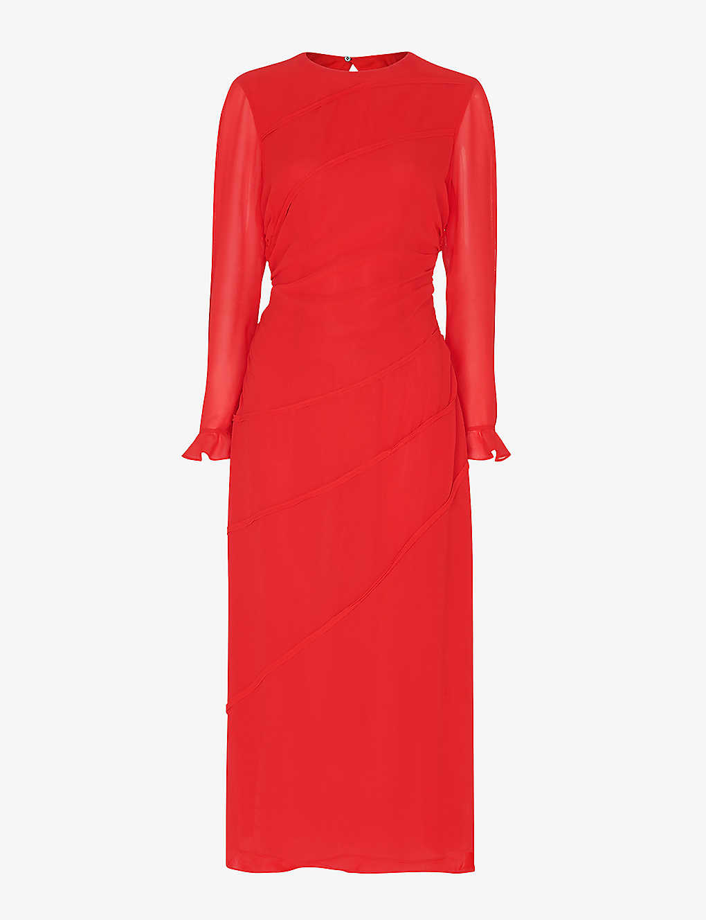 Whistles Womens Red Inez Seam-detail Silk Dress