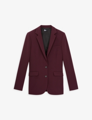 THE KOOPLES THE KOOPLES WOMENS BURGUNDY NOTCHED-LAPEL SINGLE-BREASTED STRETCH-WOVEN BLAZER