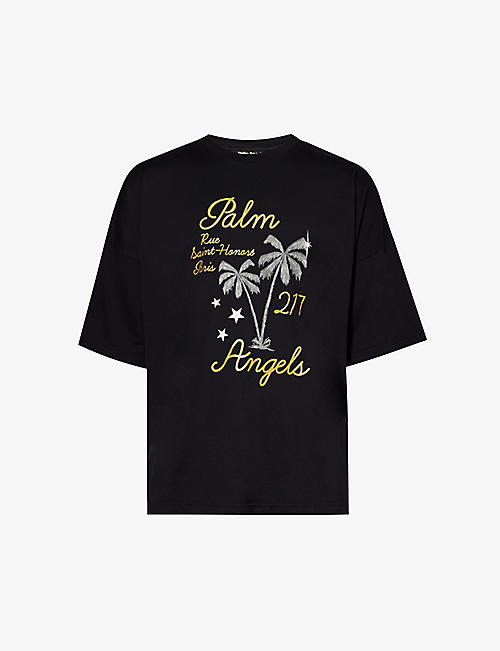 PALM ANGELS: Palm Over Paris graphic-print cotton-jersey T-shirt