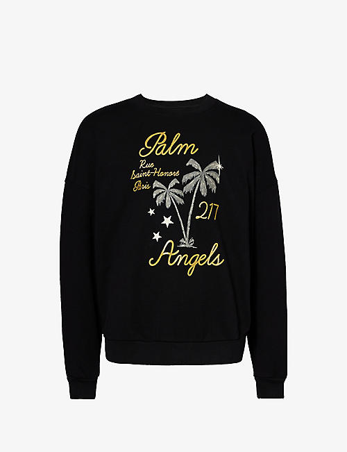 PALM ANGELS: Palm Over Paris graphic-print cotton-jersey sweatshirt