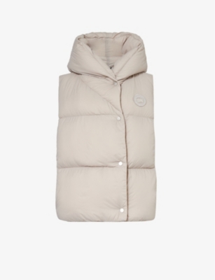 Canada Goose Womens Limestone Hooded Logo-patch Shell-down Gilet In Cream