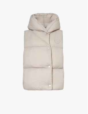 Canada Goose Womens Limestone Hooded Logo-patch Shell-down Gilet In Cream