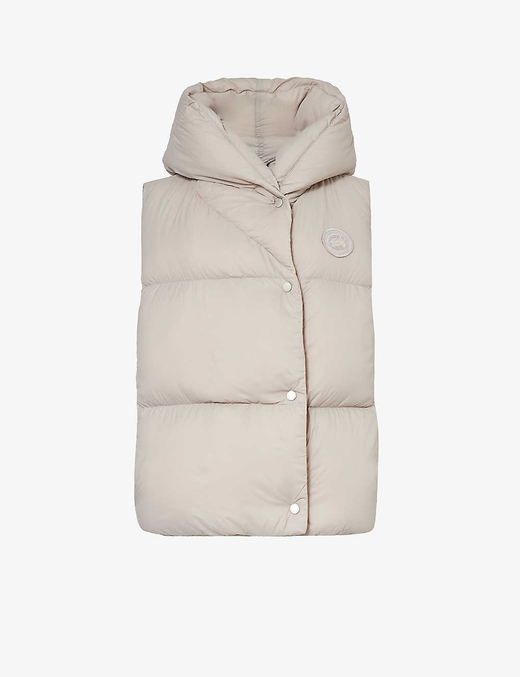 Canada Goose Womens Limestone Hooded Logo-patch Shell-down Gilet In Cream