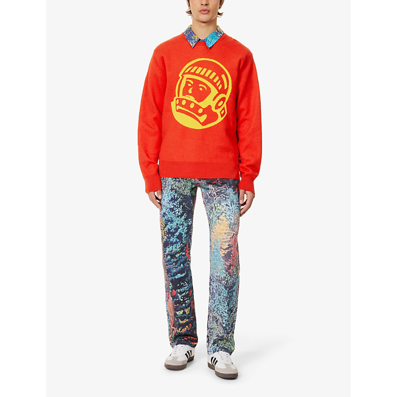 Shop Billionaire Boys Club Astro Crewneck Cotton And Wool-blend Jumper In Red