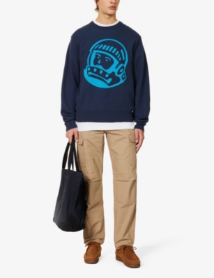 Shop Billionaire Boys Club Men's Navy Astro Crewneck Cotton And Wool-blend Jumper