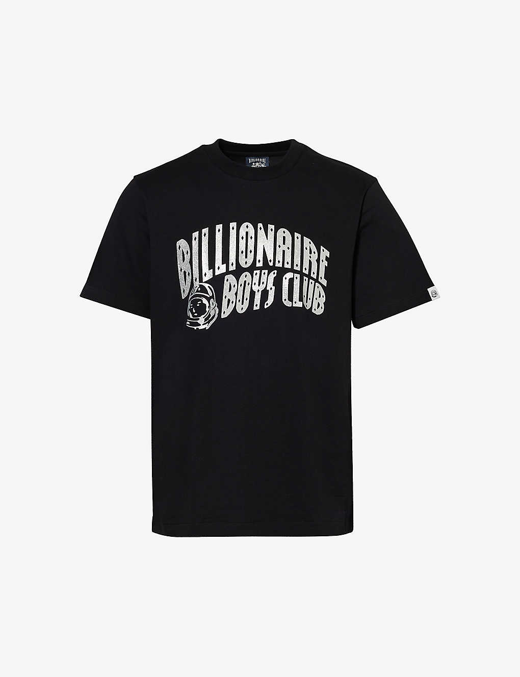 Billionaire Boys Club Mens Black White Glitter Arch Logo-print Cotton-jersey T-shirt