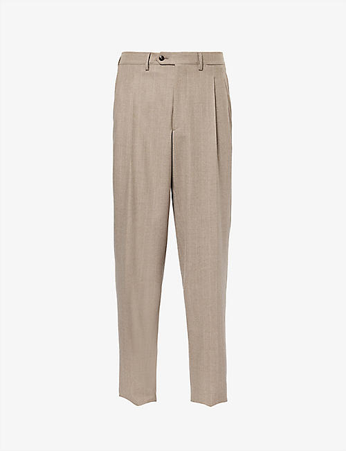 GIORGIO ARMANI：裤腰扣袢插袋常规版型羊绒直筒裤