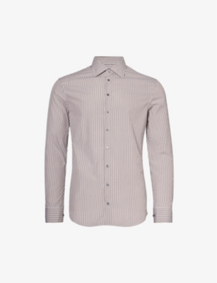 GIORGIO ARMANI: Cutaway-collar curved-hem regular-fit cotton shirt