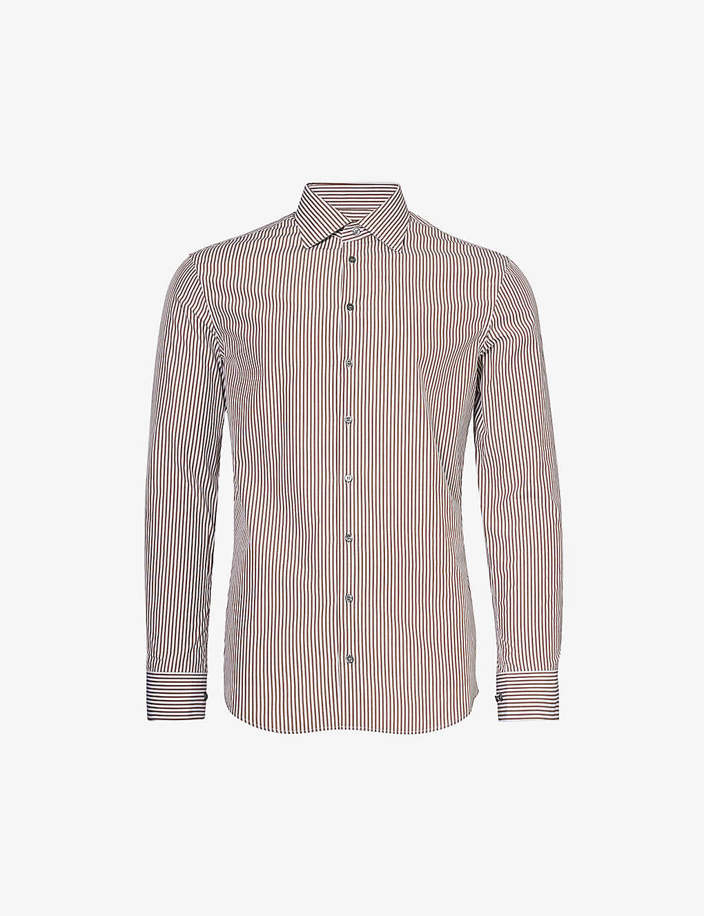 GIORGIO ARMANI - Cutaway-collar curved-hem regular-fit cotton shirt ...