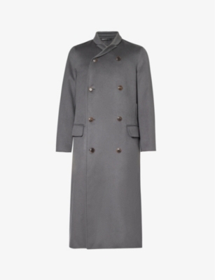 Giorgio Armani Mens Iron Gate Double-breasted Notched-lapel Regular-fit Cashmere Coat