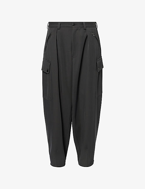 GIORGIO ARMANI: Darted wide-tapered leg relaxed-fit wool trousers