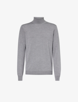 Giorgio Armani Turtle Neck Cashmere, Silk And Wool-blend Jumper In Wild Dove