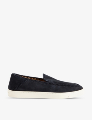 Giorgio Armani Slip-on Suede Trainers In Blue