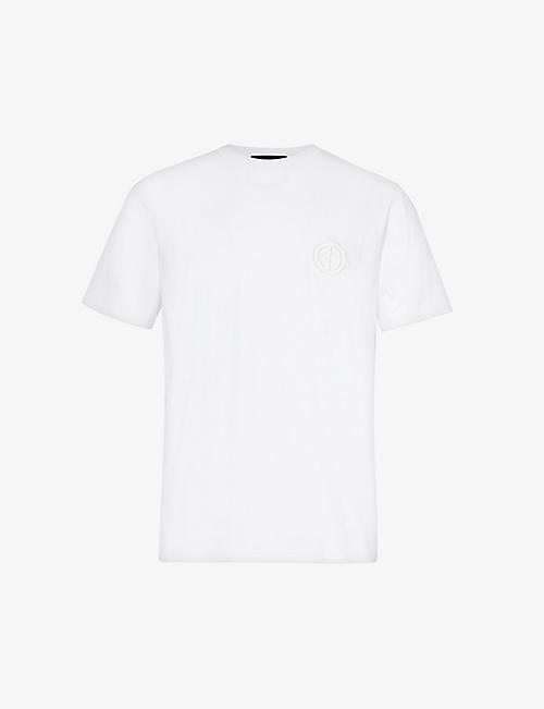 GIORGIO ARMANI: Brand-embroidered crewneck cotton-jersey T-shirt
