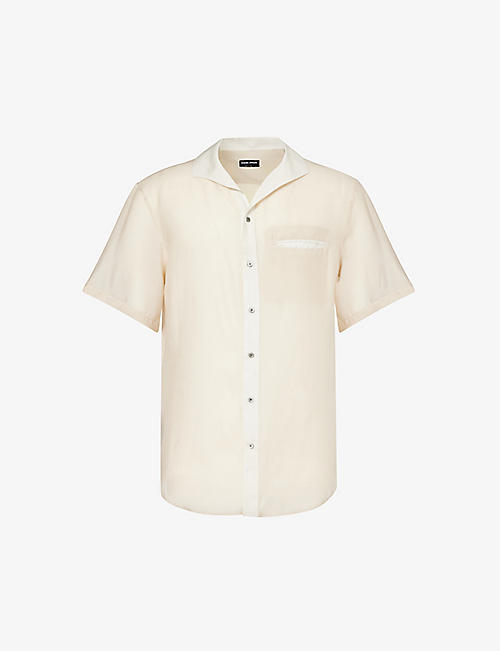 GIORGIO ARMANI: Slip-pocket semi-sheer woven shirt