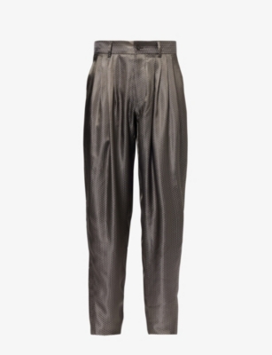 GIORGIO ARMANI: Pleated relaxed-fit tapered-leg relaxed-fit woven-blend trousers
