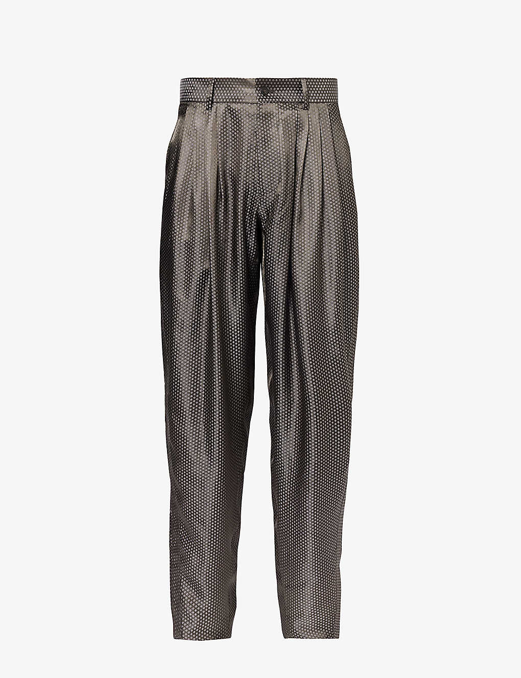 Giorgio Armani Mens Brown Pleated Relaxed-fit Tapered-leg Relaxed-fit Woven-blend Trousers