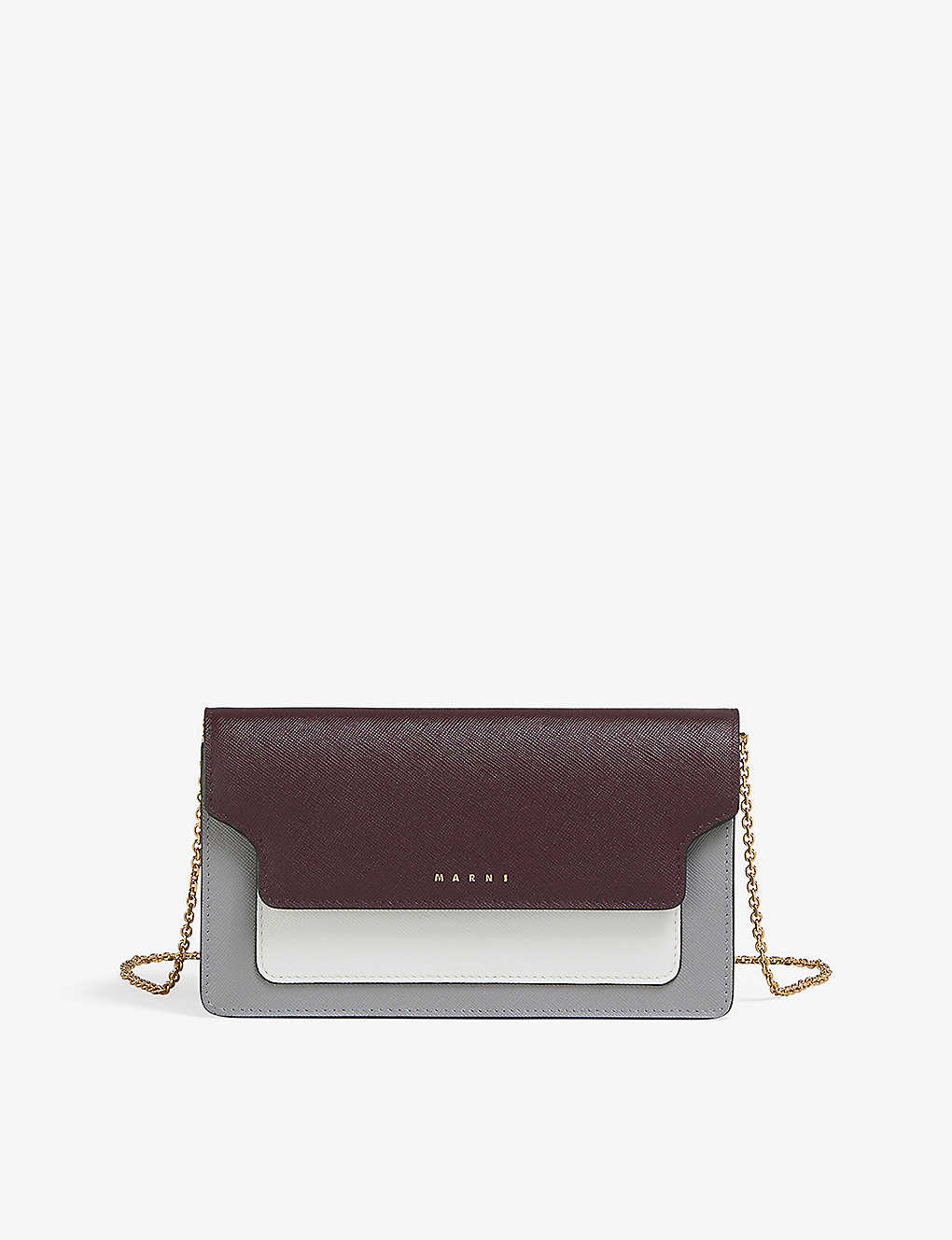Marni Womens Dark Port Logo-embossed Leather Wallet-on-chain